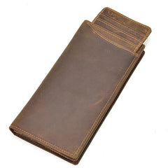 Handmade Leather Mens Cool Long Leather Wallet Passport Wallet Travel Wallet for Men - imessengerbags