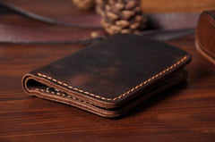 Handmade Leather Mens Cool Slim Leather Wallet Men Small Wallets Bifold for Men - imessengerbags