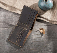Handmade Leather Mens Cool Slim Leather Wallet Men Small Wallets Bifold for Men - imessengerbags