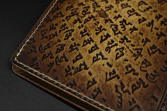 Handmade Leather Tooled Shakya Muni Buddhism Mens Long Wallet Cool Leather Wallet Clutch Wallet for Men - imessengerbags