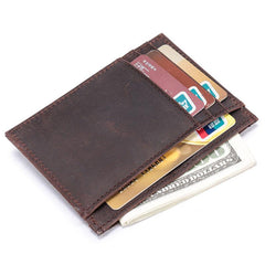 Handmade Leather Mens Cool Slim Leather Wallet Card Wallet Holders Men Front Pocket Wallet for Me - imessengerbags