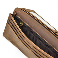Handmade Leather Mens Cool Long Leather Wallet Passport Wallet Travel Wallet for Men - imessengerbags