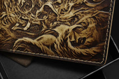 Handmade Leather Tooled League of Legends LOL Ahri the Nine-Tailed Fox Mens billfold Wallet Cool Leather Wallet Slim Wallet for Men - imessengerbags