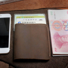 Handmade Leather Mens Cool Slim Leather Wallet Men Small Wallets Bifold for Men - imessengerbags