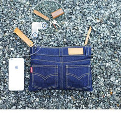 Unique Blue Jean Mens Clutch Bag Cool Wristlet Wallet Zipper Clutch Wallet For Men
