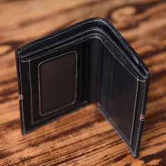 Handmade Leather Mens Cool Slim Leather Wallet Men Small Wallets Bifold for Men - imessengerbags