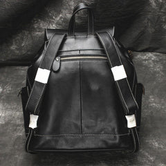 Cool Mens Leather Black Backpack for School Backpack Travel Backpack Hiking Backpack For Men