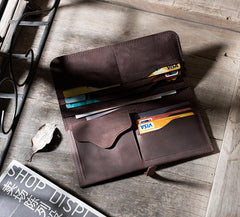 Handmade Leather Mens Clutch Wallet Cool Leather Wallet Long Phone Wallets for Men - imessengerbags