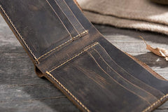 Handmade Leather Mens Cool Slim Leather Wallet Men Small Wallets Bifold for Men - imessengerbags