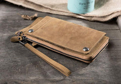 Handmade Leather Mens Cool Long Chain Wallet Phone Biker Trucker Wristlet Wallet - imessengerbags
