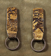 Handmade Leather Tooled League of Legends LOL KeyChain Key Ring Mens Cool Car Key Wallet Wallet Car for Men - imessengerbags