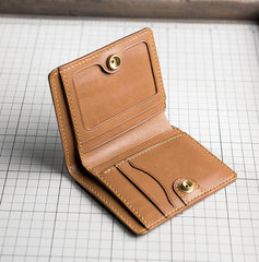 Handmade Leather Mens Cool Slim Leather Wallet Men Small Wallets Bifold for Men - imessengerbags