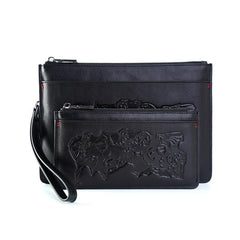 Handmade Leather Mens Urban Cohort Clutch Cool Slim Wallet Zipper Clutch Wristlet Wallet for Men