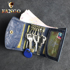 Handmade Leather Floral Mens Trifold Cool billfold Wallet Card Holder Small Card Slim Wallets for Men - imessengerbags