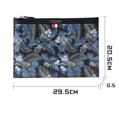 Handmade Leather Mens Clutch Parrots Cool Slim Wallet Zipper Clutch Wristlet Wallet for Men