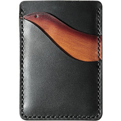 Black Leather Mens Front Pocket Wallet Personalized Slim Card Wallets for Men