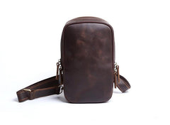 Handmade Leather Mens Cool Chest Bag Sling Bag Crossbody Bag Travel Bag Hiking Bag for men