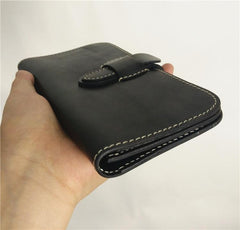 [On Sale] Handmade Vintage Mens Leather Long Wallets Bifold Long Wallet for Men