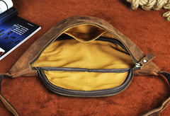 Vintage Leather Fanny Pack Mens Waist Bag Hip Pack Belt Bag for Men