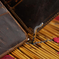 Genuine Leather Mens Cool Slim Leather Wallet Card Wallet Holders Men Front Pocket Wallet for Men - imessengerbags