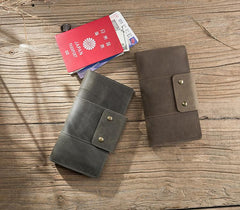 Handmade Leather Mens Travel Wallet Passport Leather Wallet Long Phone Wallets for Men