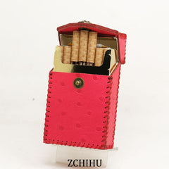 Cool Handmade Leather Womens Pink Cigarette Holder Case for Women - imessengerbags
