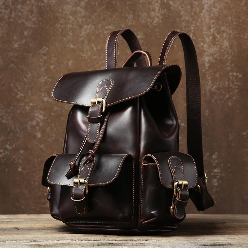 Handmade Genuine Leather Mens Cool Backpack Sling Bag Large Travel Bag Hiking Bag for Men