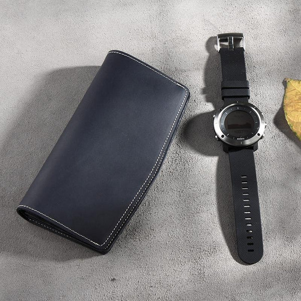 Handmade Leather Mens Clutch Wallet Cool Leather Wallet Long Phone Wallets for Men - imessengerbags