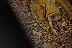 Handmade Leather Tooled Shakya Muni Buddhism Mens Long Wallet Cool Leather Wallet Clutch Wallet for Men - imessengerbags