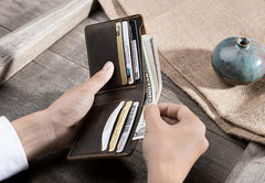 Handmade Leather Mens Cool Slim Leather Wallet Men Small Wallets Bifold for Men - imessengerbags