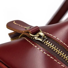 Classy Red Leather Men Barrel Overnight Bags Doctor Bag Travel Bags Weekender Bags For Men - imessengerbags