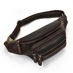 Vintage Leather Fanny Pack Mens Waist Bag Hip Pack Belt Bag for Men