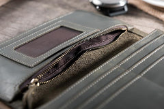 Handmade Leather Mens Clutch Wallet Cool Leather Wallet Long Phone Wallets for Men