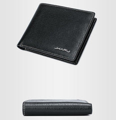Genuine Leather Mens Cool Slim Leather Wallet Men Small Wallets Bifold for Men - imessengerbags