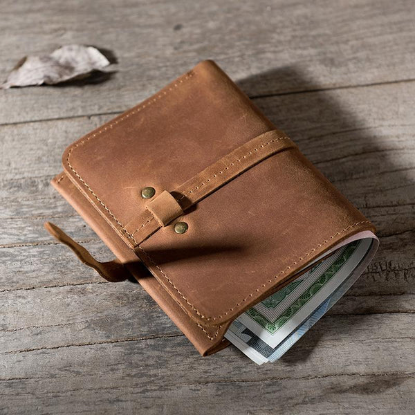 Handmade Leather Mens Cool Slim Leather Wallet Men Small Wallets Bifold for Men - imessengerbags