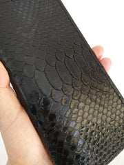 [On Sale] Handmade Vintage Mens Snake Skin Long Wallets Bifold Long Wallet for Men