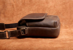 Genuine Leather Mens Cool Messenger Bag Square Bag Chest Bag Bike Bag Cycling Bag for men - imessengerbags
