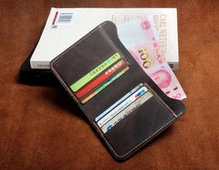 Handmade Leather Mens Cool Slim Leather Wallet Men Small Wallets Bifold for Men - imessengerbags