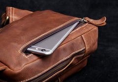 Genuine Leather Mens Cool Chest Bag Sling Bag Crossbody Bag Travel Bag Hiking Bag for men - imessengerbags