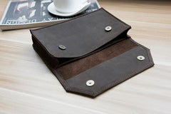 Handmade Leather Mens Clutch Cool Large Wallet Clutch Wristlet Wallet for Men