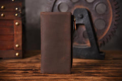 Handmade Leather Mens Cool Long Leather Wallet Cards Clutch Wallet for Men