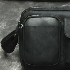 Handmade Leather Mens Cool Small Messenger Bag iPad Bag Chest Bag Bike Bag Cycling Bag for men