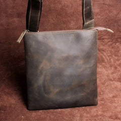 Handmade Leather Mens Cool Messenger Bag Square Bag Chest Bag Bike Bag Cycling Bag for men