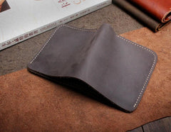 Handmade Leather Mens Cool Slim Leather Wallet Men Small Wallets Bifold for Men - imessengerbags