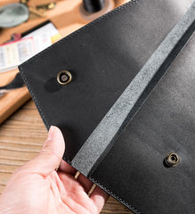 Handmade Leather Mens Clutch Cool Slim Wallet Envelope Clutch Wallet for Men