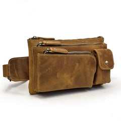 Vintage Leather Fanny Pack Mens Waist Bag Hip Pack Belt Bag for Men