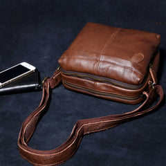Genuine Leather Mens Cool Messenger Bag Square Bag Chest Bag Bike Bag Cycling Bag for men - imessengerbags