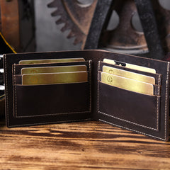 Handmade Leather Mens Cool Wallet Men Slim Wallets Front Pocket Wallet for Men - imessengerbags