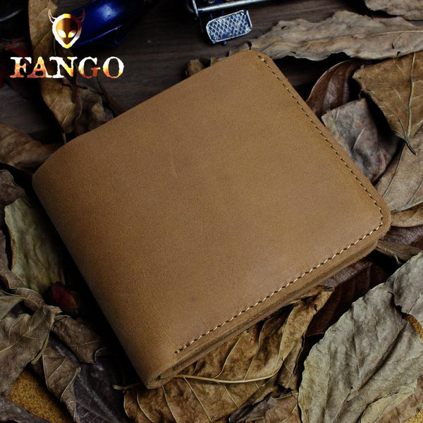 Handmade Leather Mens Cool Slim Leather Wallet Men billfold Wallets Bifold for Men - imessengerbags