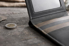 Handmade Leather Mens Cool Slim Leather Wallet Men Small Wallets Bifold for Men - imessengerbags